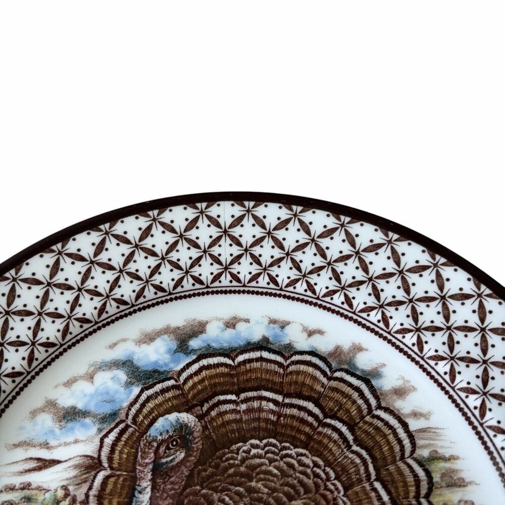 4 Royal Stafford Thanksgiving TURKEY Porcelain Salad Plates 8in England NEW - Picture 3 of 11